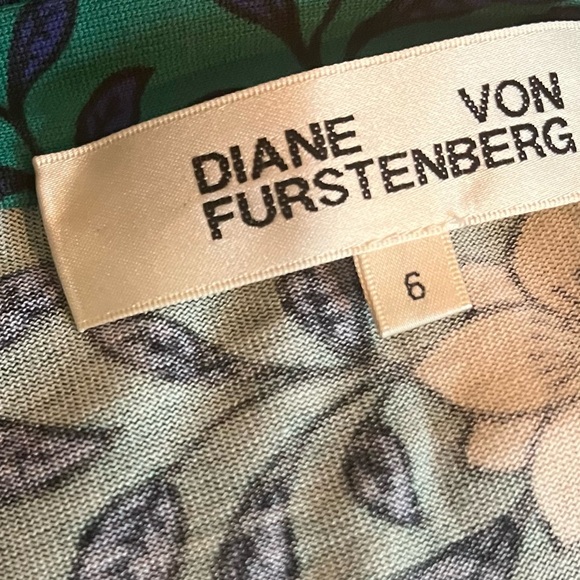 Diane Von Furstenberg Floral Green Wrap Cotton Silk Dress 6 - Picture 6 of 7